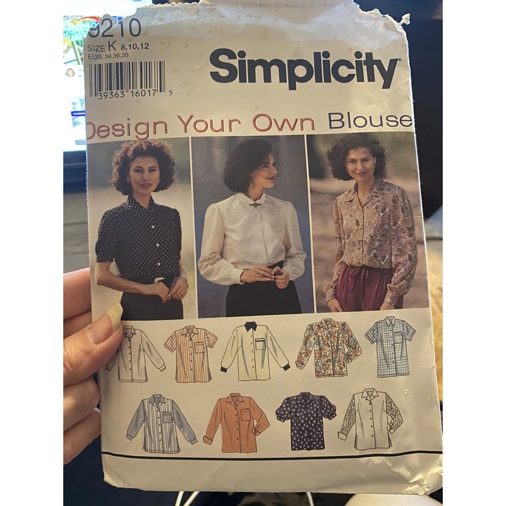 Simplicity 9210 Sewing Pattern 1996 Design Your Own Blouse Size 8-10 Complete